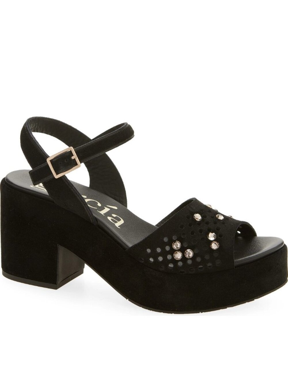 $730 PEDRO GARCIA Dori Ankle Strap Platform Sandal Jewel black 36 (DD13)
